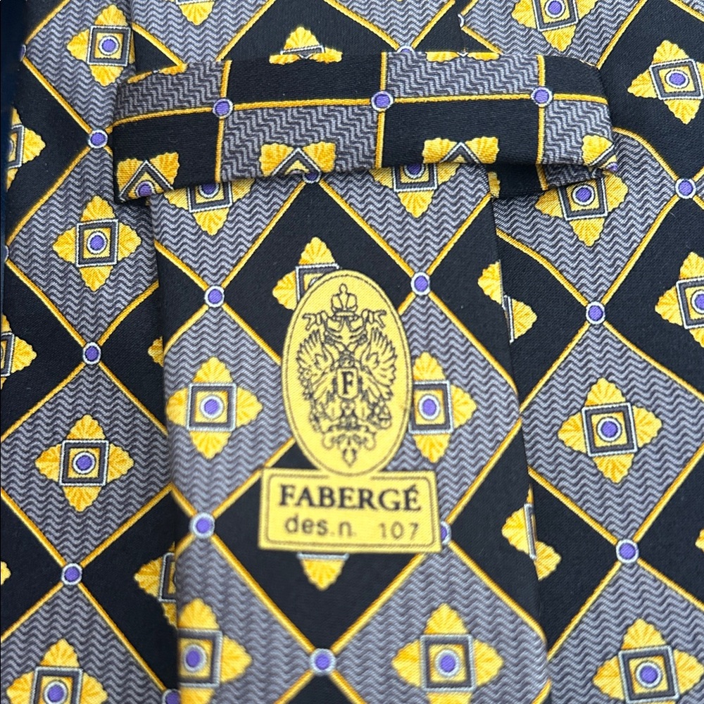 Faberge Black and Gold Patterned Tie